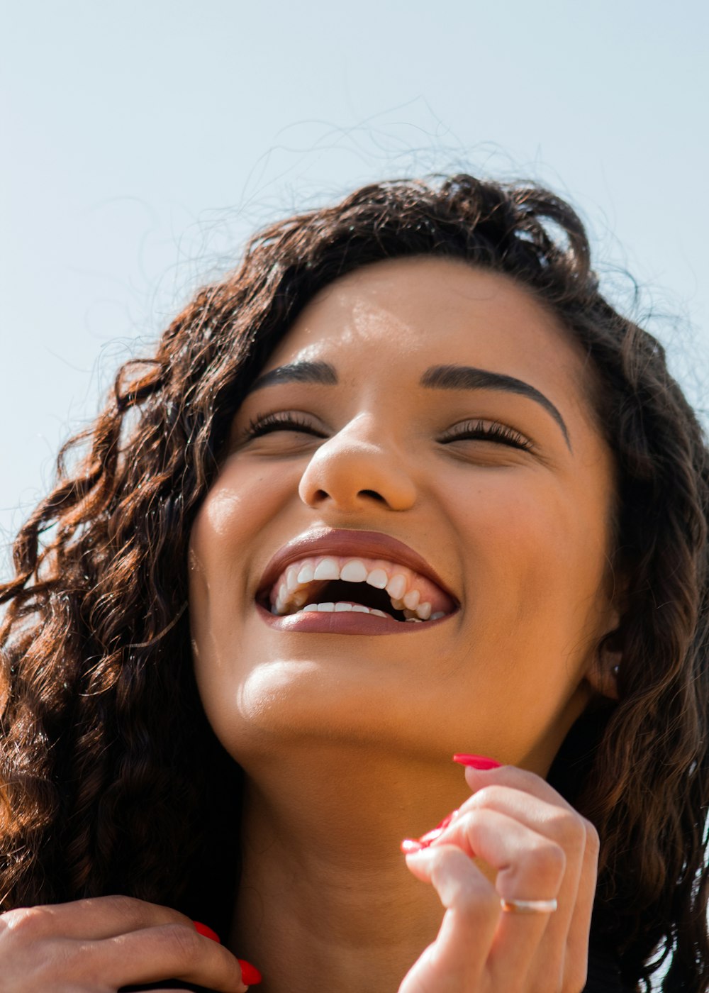 Patient laughing after her check-up